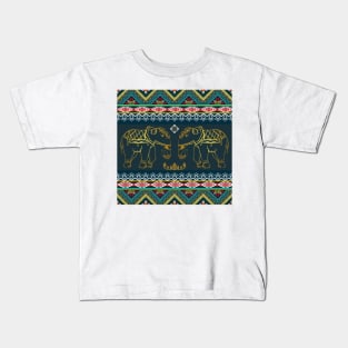 elephant pattern fabric Kids T-Shirt